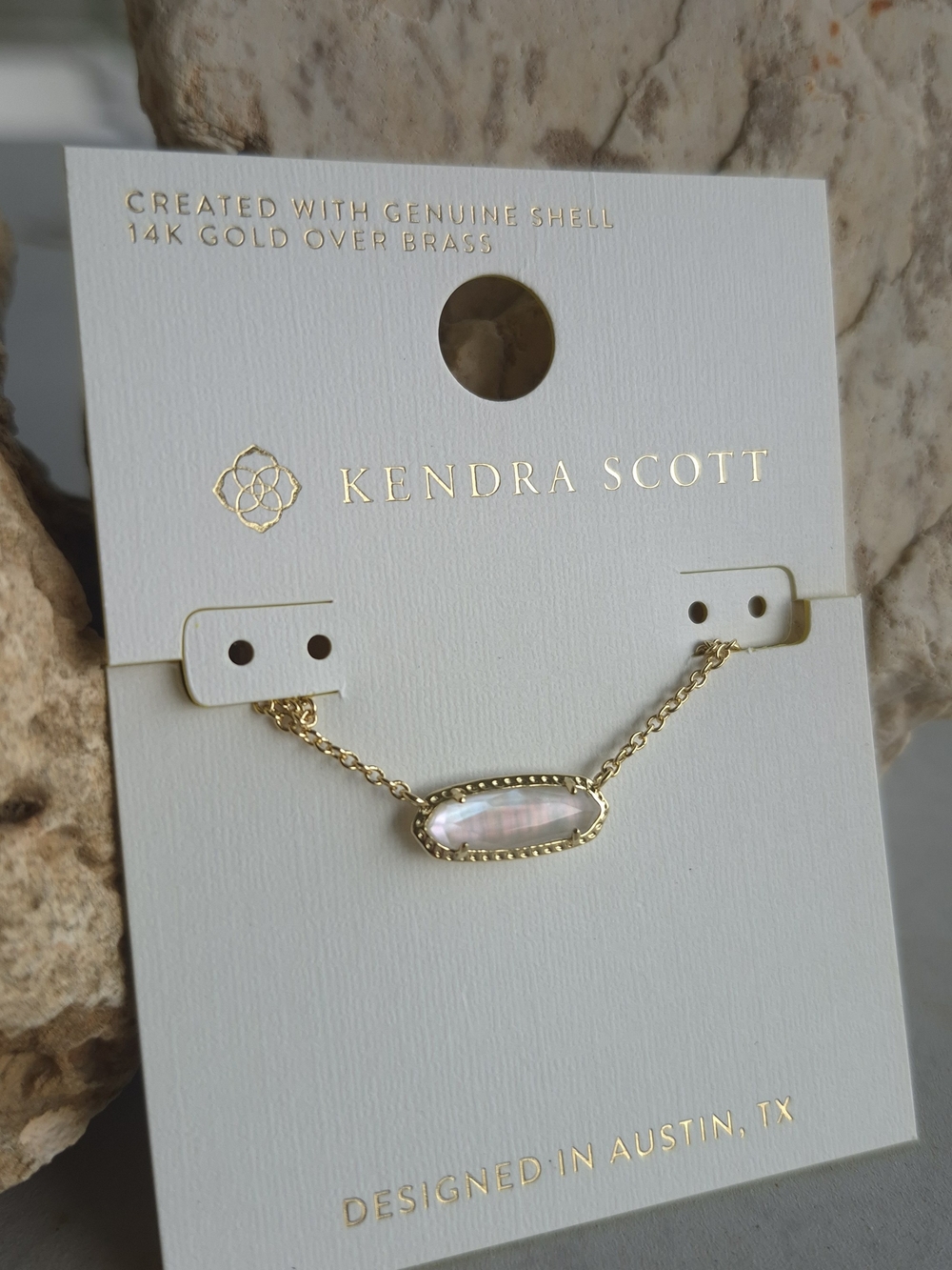 Kendra Scott Gold Necklace Mother Of Pearl Iridescent Shell Pendant